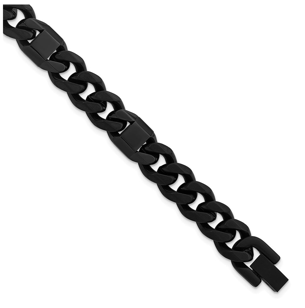 Stainless Steel Brushed & Polished BlackIP 10.5mm Cuban Link 8.5in Bracelet – Elegant Jewelry Gift for Birthday, Anniversary, Engagement, Wedding