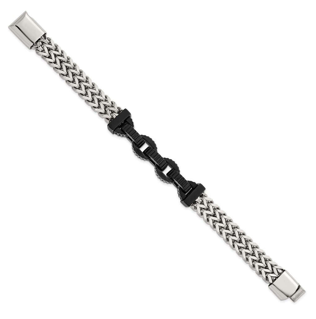 Stainless Steel Antiqued and Polished Black IP-plated 8.5in Bracelet – Elegant Jewelry Gift for Birthday, Anniversary, Engagement, Wedding