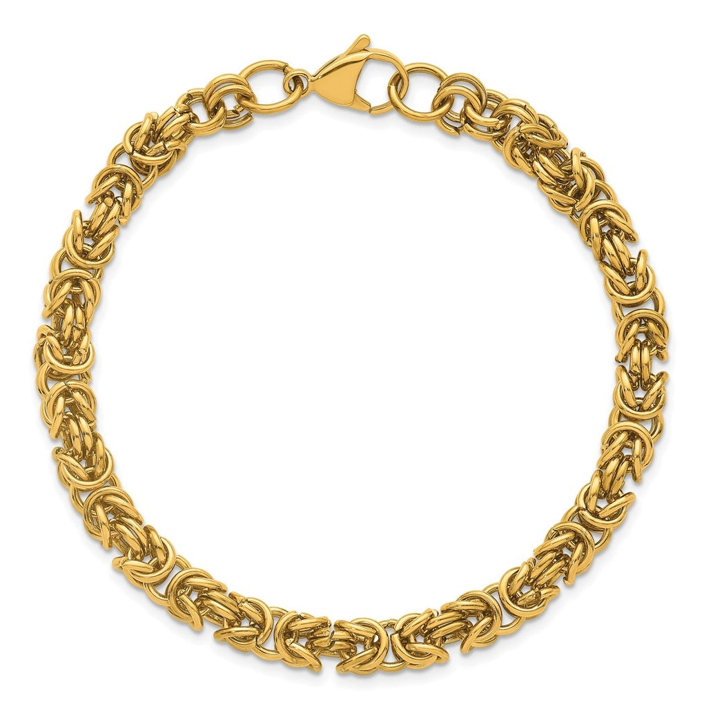 Stainless Steel Polished Yellow IP-plated 6mm Byzantine 8.5in Bracelet – Elegant Jewelry Gift for Birthday, Anniversary, Engagement, Wedding