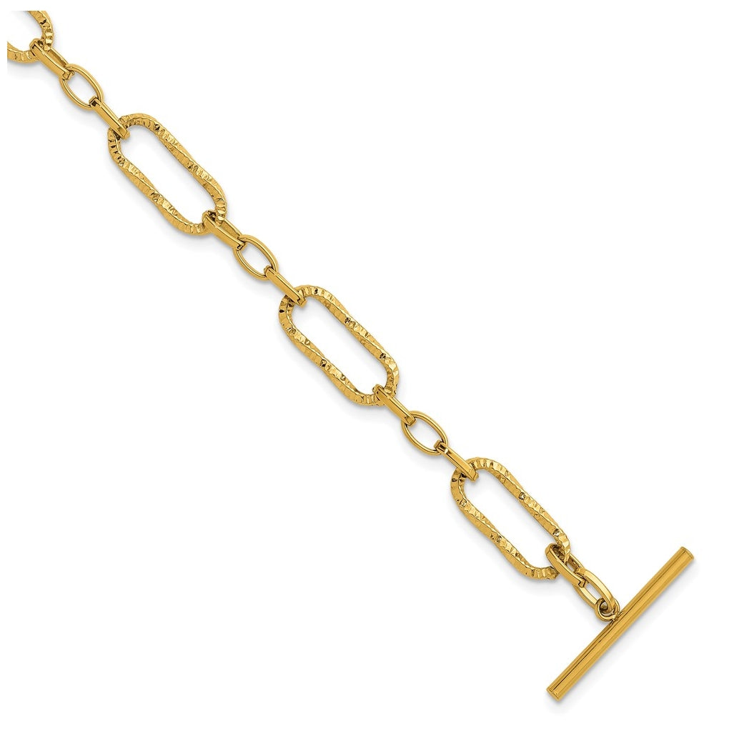 Stainless Steel Polished Yellow IP-plated 7.5in Textured Link Bracelet – Elegant Jewelry Gift for Birthday, Anniversary, Engagement, Wedding