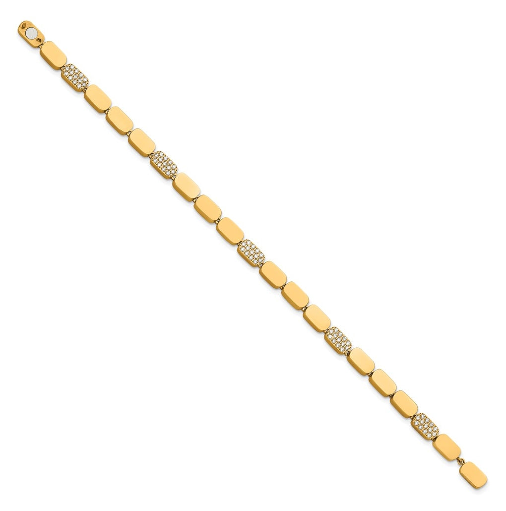 Stainless Steel Polished Yellow IP-plated with Cubic Zirconia Magnetic 7in Bracelet – Elegant Jewelry Gift for Birthday, Anniversary, Engagement, Wedding