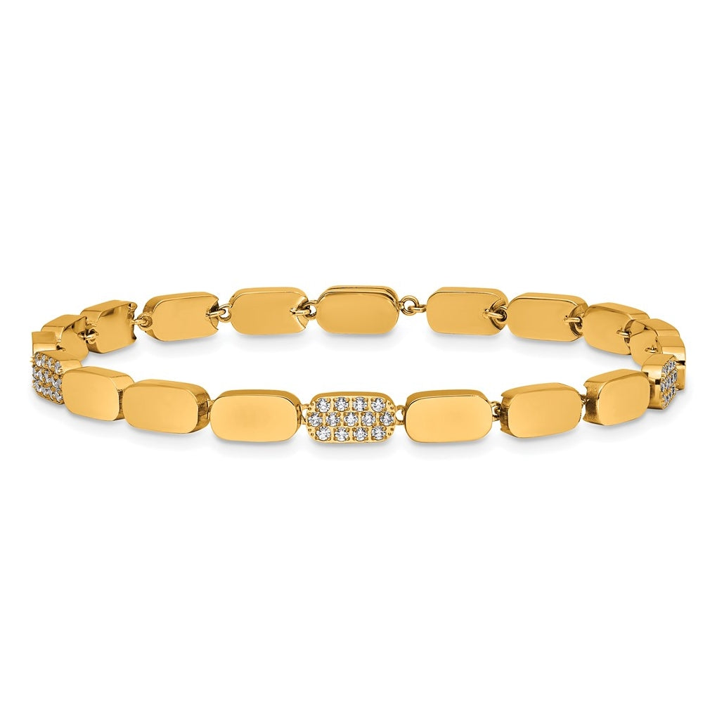 Stainless Steel Polished Yellow IP-plated with Cubic Zirconia Magnetic 7in Bracelet – Elegant Jewelry Gift for Birthday, Anniversary, Engagement, Wedding