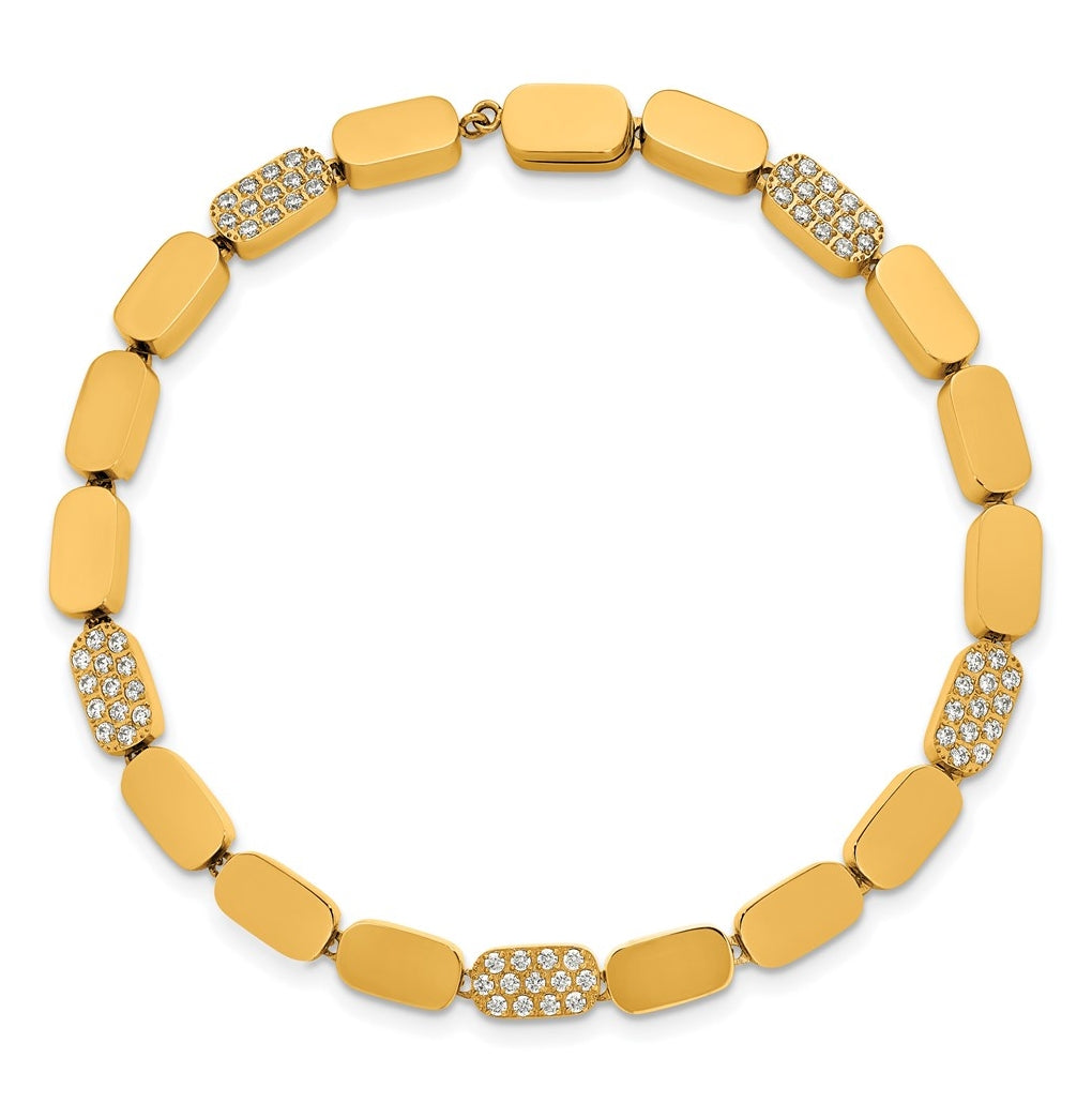 Stainless Steel Polished Yellow IP-plated with Cubic Zirconia Magnetic 7in Bracelet – Elegant Jewelry Gift for Birthday, Anniversary, Engagement, Wedding