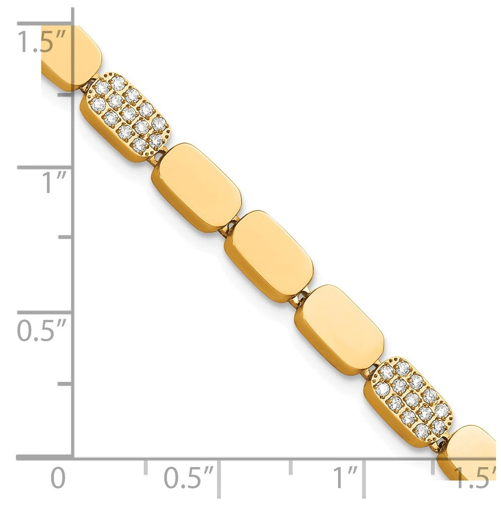 Stainless Steel Polished Yellow IP-plated with Cubic Zirconia Magnetic 7in Bracelet – Elegant Jewelry Gift for Birthday, Anniversary, Engagement, Wedding
