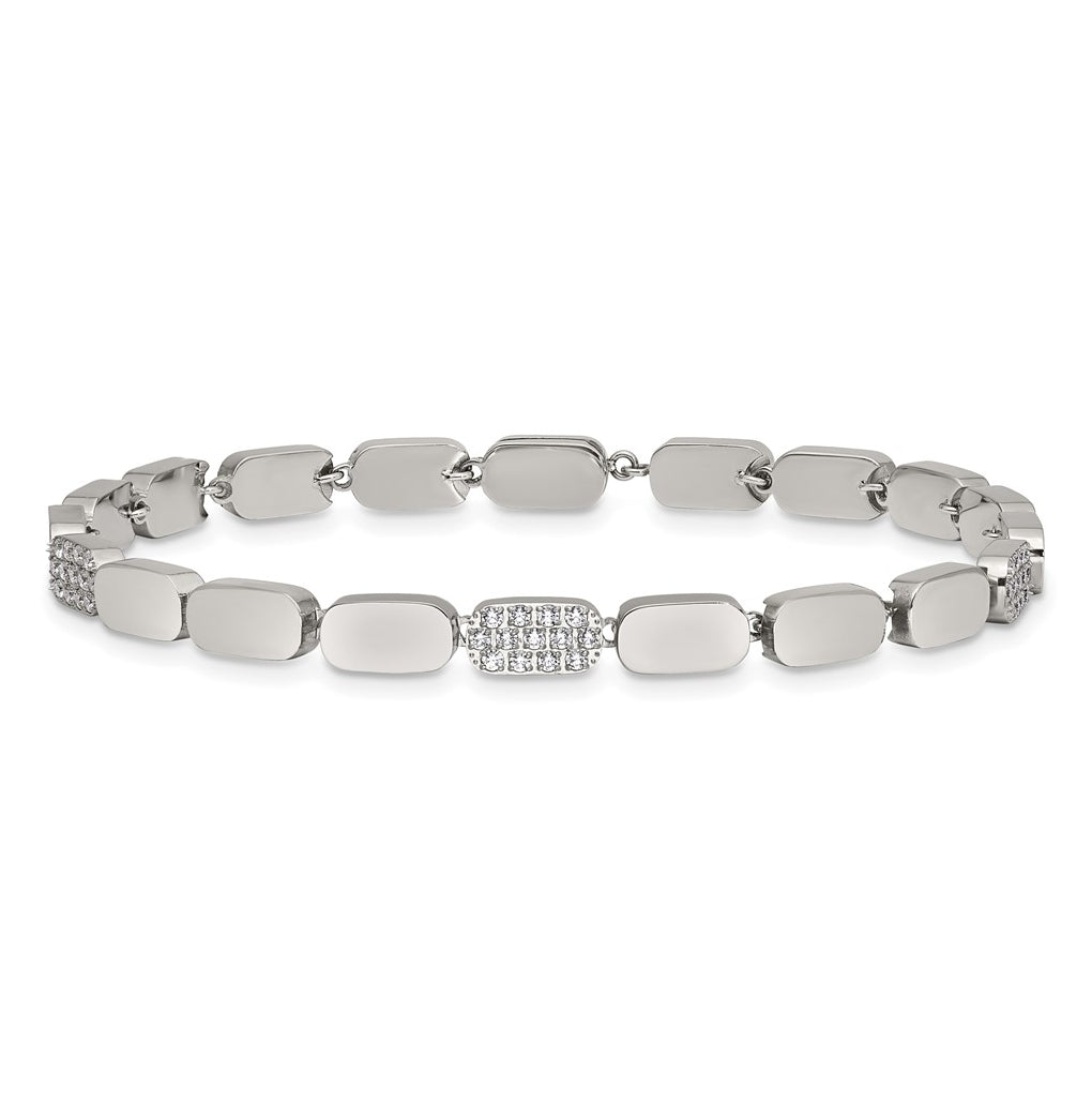 Stainless Steel Polished with Cubic Zirconia Magnetic 7in Bracelet – Elegant Jewelry Gift for Birthday, Anniversary, Engagement, Wedding