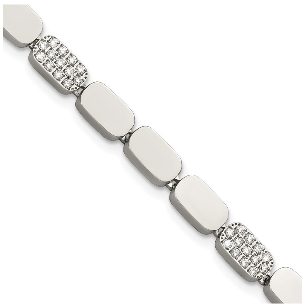 Stainless Steel Polished with Cubic Zirconia Magnetic 7in Bracelet – Elegant Jewelry Gift for Birthday, Anniversary, Engagement, Wedding