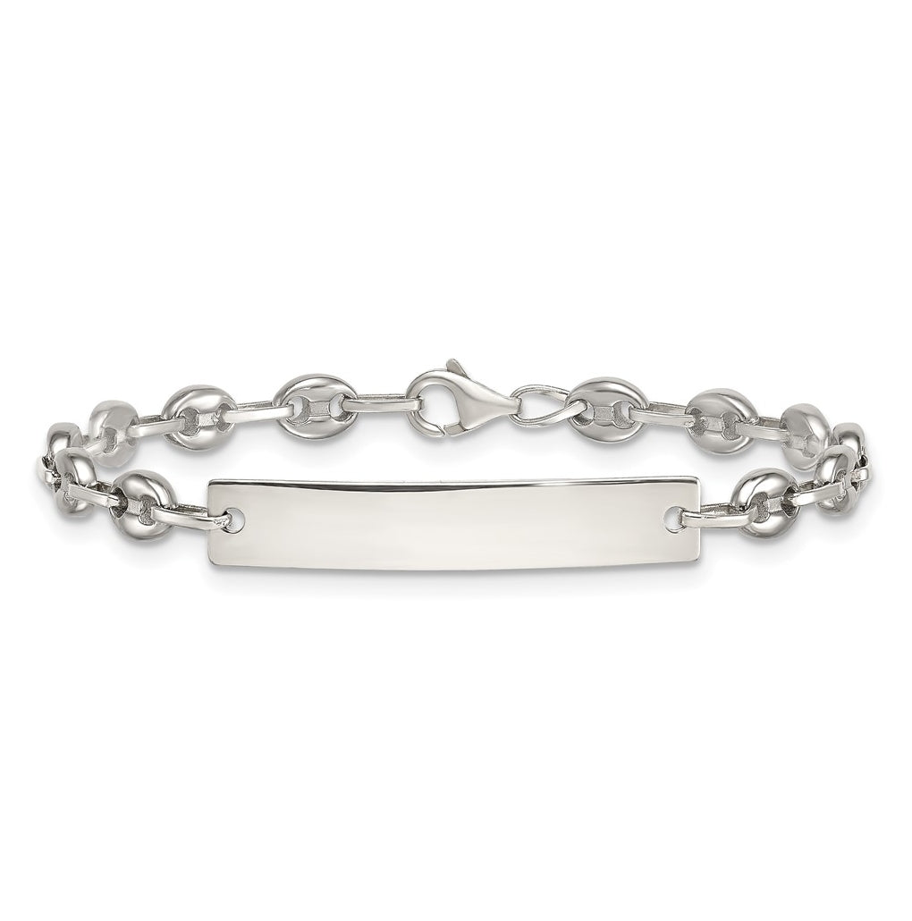 Stainless Steel with 925 Polished Anchor/Paperclip 6in ID Bracelet – Elegant Jewelry Gift for Birthday, Anniversary, Engagement, Wedding