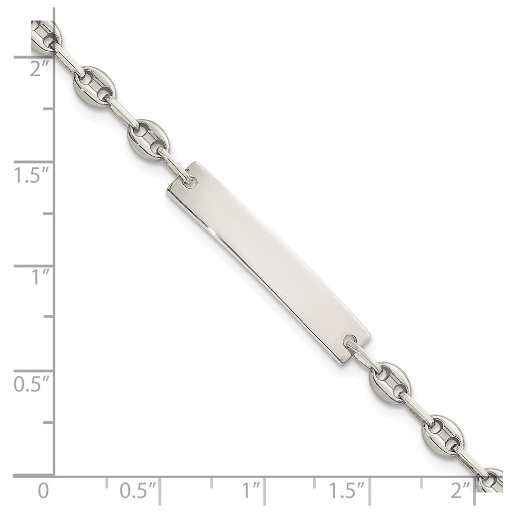 Stainless Steel with 925 Polished Anchor/Paperclip 6in ID Bracelet – Elegant Jewelry Gift for Birthday, Anniversary, Engagement, Wedding