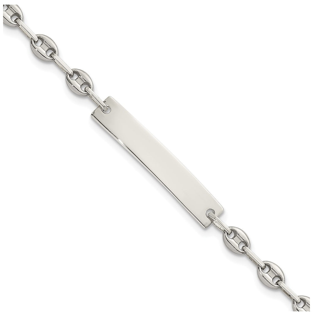 Stainless Steel with 925 Polished Anchor/Paperclip 6in ID Bracelet – Elegant Jewelry Gift for Birthday, Anniversary, Engagement, Wedding