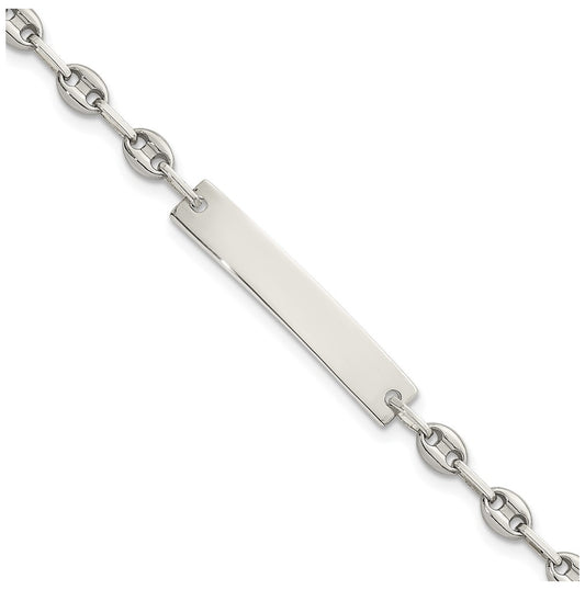 Stainless Steel with 925 Polished Anchor/Paperclip 6in ID Bracelet – Elegant Jewelry Gift for Birthday, Anniversary, Engagement, Wedding