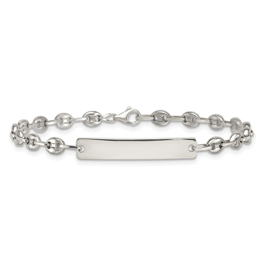 Stainless Steel with 925 Polished Anchor/Paperclip 6in ID Bracelet – Elegant Jewelry Gift for Birthday, Anniversary, Engagement, Wedding