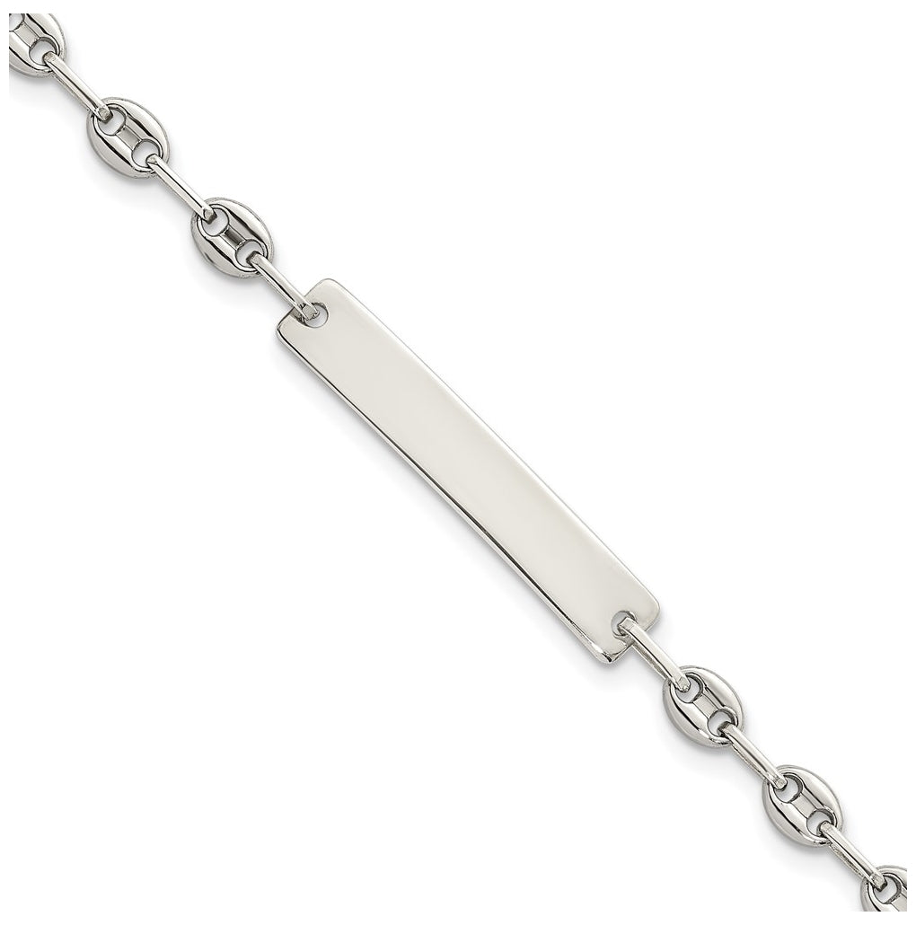 Stainless Steel with 925 Polished Anchor/Paperclip 6in ID Bracelet – Elegant Jewelry Gift for Birthday, Anniversary, Engagement, Wedding