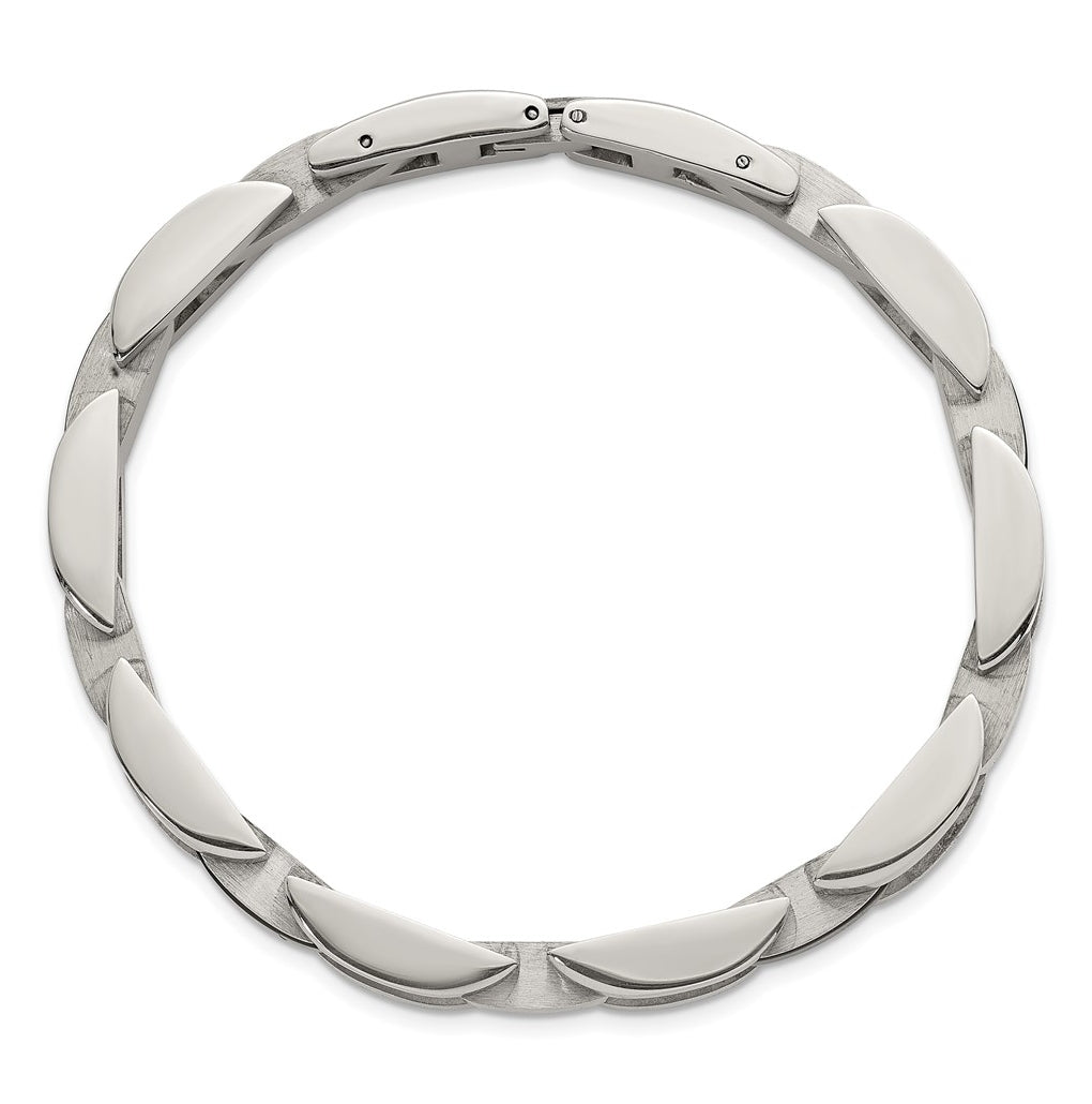 Stainless Steel Polished Onyx Accent 8.5in Link Bracelet – Elegant Jewelry Gift for Birthday, Anniversary, Engagement, Wedding