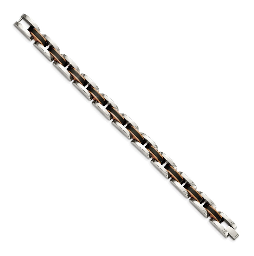 Stainless Steel Polished Brown/Black IP-plated 8.5in Link Bracelet – Elegant Jewelry Gift for Birthday, Anniversary, Engagement, Wedding