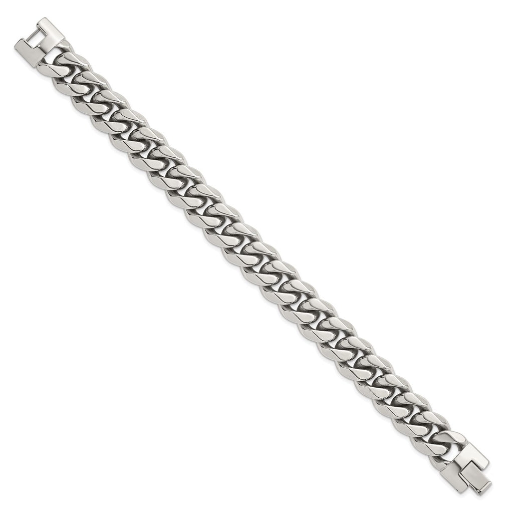 Stainless Steel Polished 14mm Curb Link 8.25in Bracelet – Elegant Jewelry Gift for Birthday, Anniversary, Engagement, Wedding