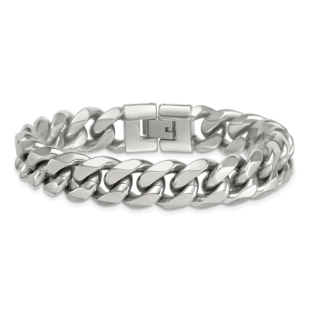Stainless Steel Polished 14mm Curb Link 8.25in Bracelet – Elegant Jewelry Gift for Birthday, Anniversary, Engagement, Wedding