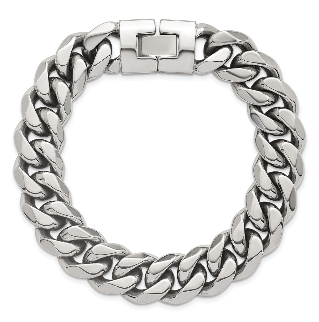 Stainless Steel Polished 14mm Curb Link 8.25in Bracelet – Elegant Jewelry Gift for Birthday, Anniversary, Engagement, Wedding
