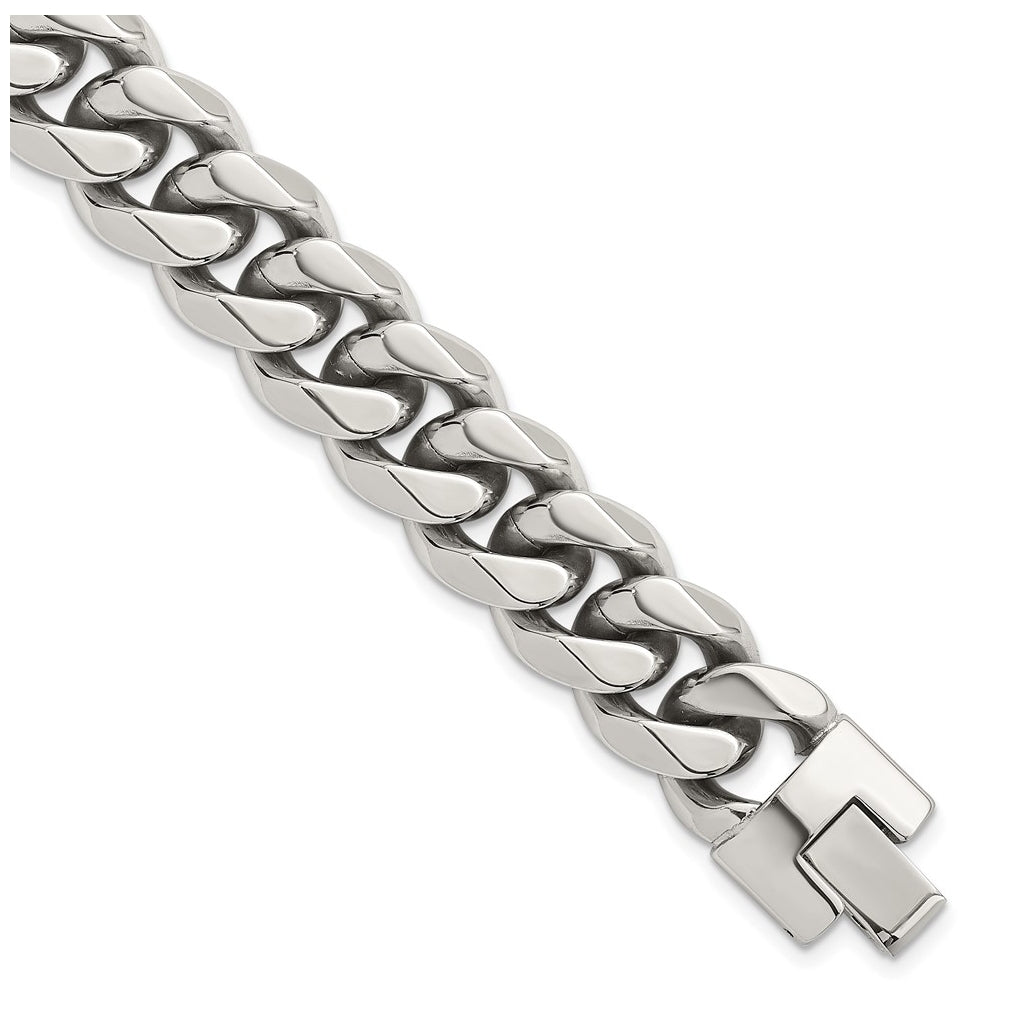 Stainless Steel Polished 14mm Curb Link 8.25in Bracelet – Elegant Jewelry Gift for Birthday, Anniversary, Engagement, Wedding