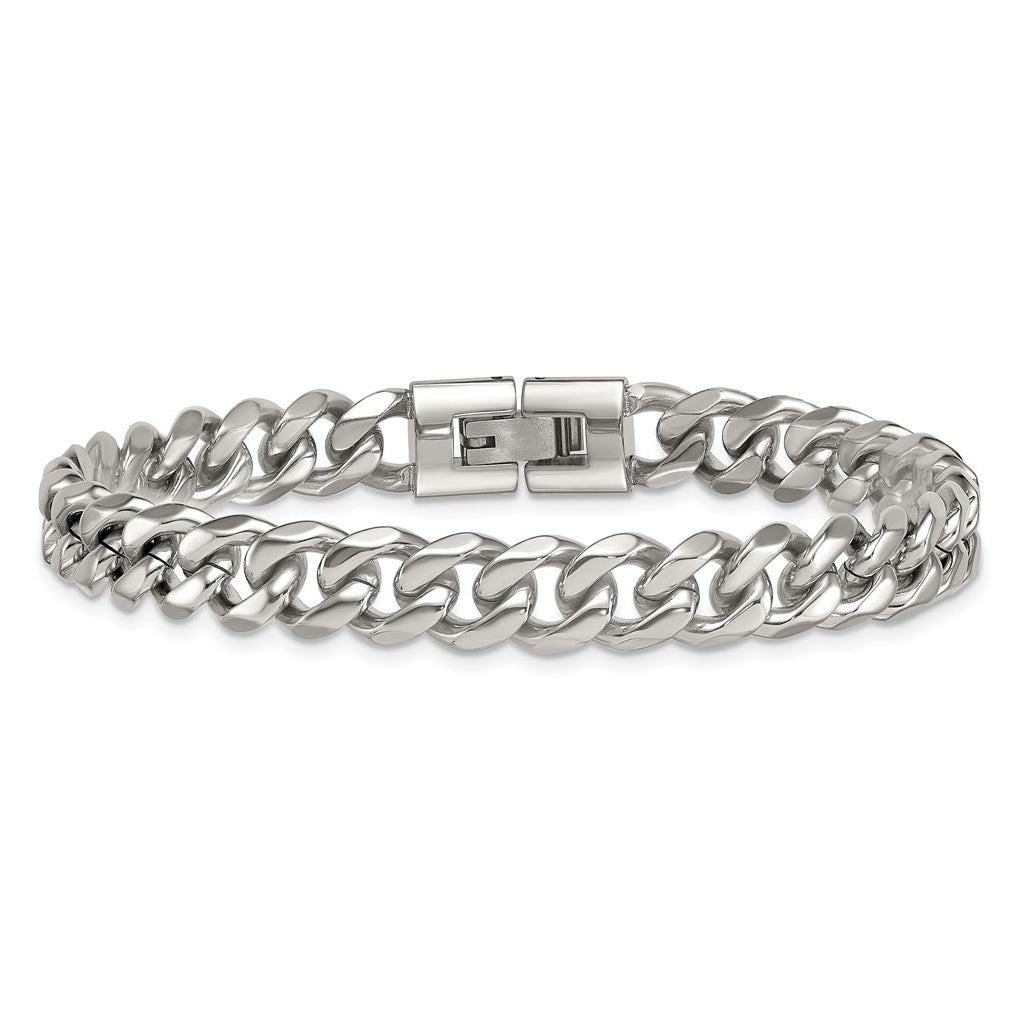 Stainless Steel Polished 9mm Curb Link 8.25in Bracelet – Elegant Jewelry Gift for Birthday, Anniversary, Engagement, Wedding