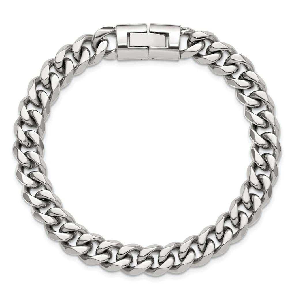 Stainless Steel Polished 9mm Curb Link 8.25in Bracelet – Elegant Jewelry Gift for Birthday, Anniversary, Engagement, Wedding