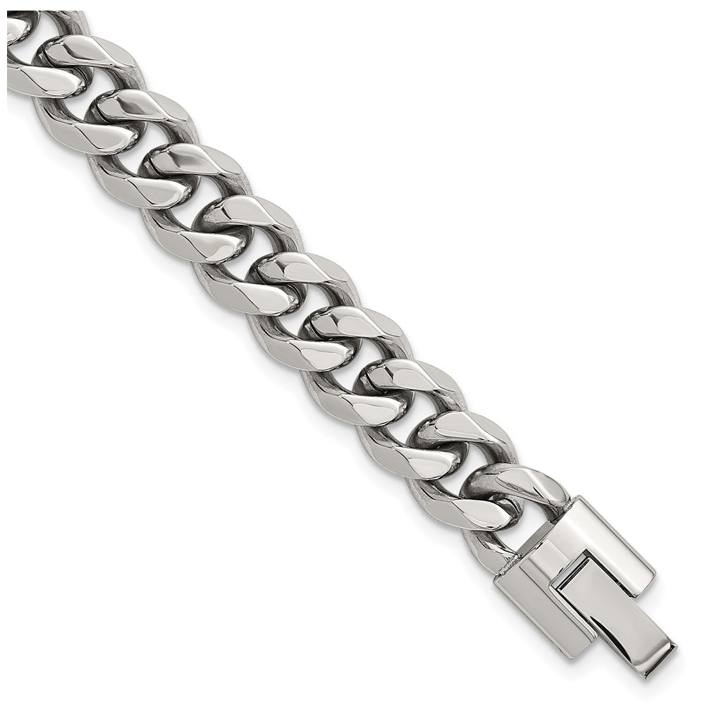 Stainless Steel Polished 9mm Curb Link 8.25in Bracelet – Elegant Jewelry Gift for Birthday, Anniversary, Engagement, Wedding