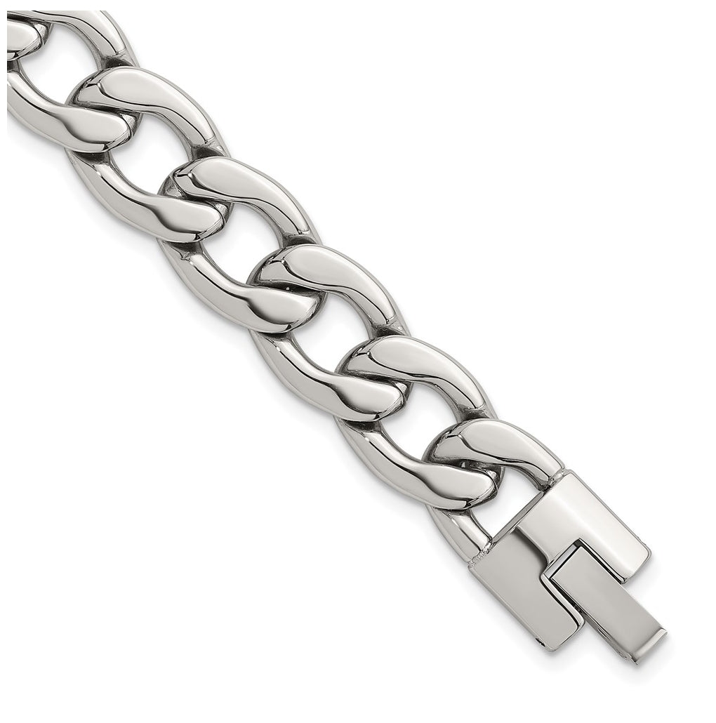 Stainless Steel Polished 12mm Curb Link 8.25in Bracelet – Elegant Jewelry Gift for Birthday, Anniversary, Engagement, Wedding