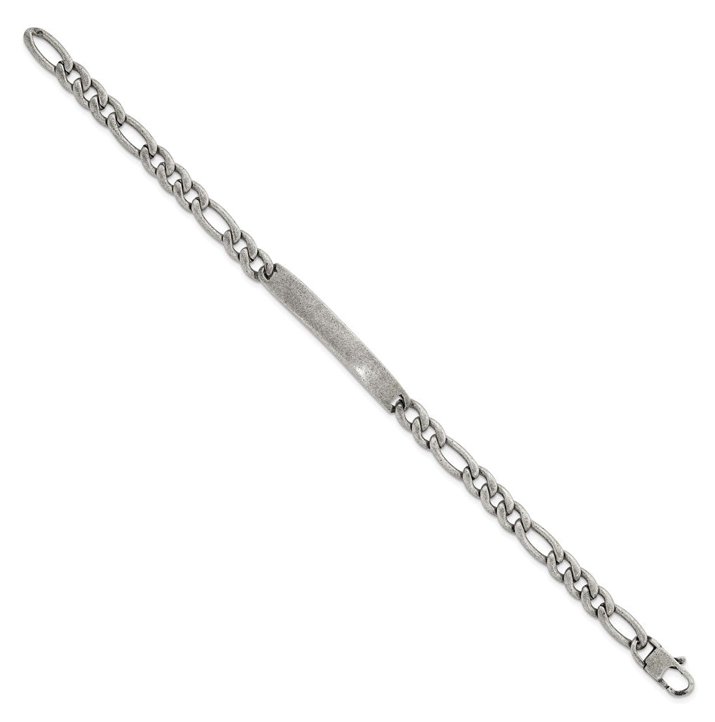 Stainless Steel Antiqued 7mm Matte Franco Link ID 8.5in Bracelet – Elegant Jewelry Gift for Birthday, Anniversary, Engagement, Wedding