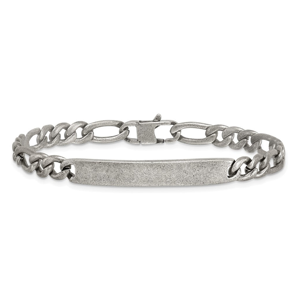 Stainless Steel Antiqued 7mm Matte Franco Link ID 8.5in Bracelet – Elegant Jewelry Gift for Birthday, Anniversary, Engagement, Wedding