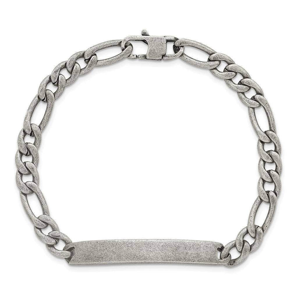 Stainless Steel Antiqued 7mm Matte Franco Link ID 8.5in Bracelet – Elegant Jewelry Gift for Birthday, Anniversary, Engagement, Wedding