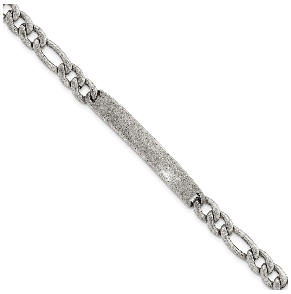Stainless Steel Antiqued 7mm Matte Franco Link ID 8.5in Bracelet – Elegant Jewelry Gift for Birthday, Anniversary, Engagement, Wedding