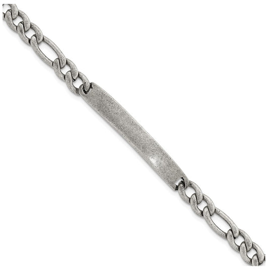 Stainless Steel Antiqued 7mm Matte Franco Link ID 8.5in Bracelet – Elegant Jewelry Gift for Birthday, Anniversary, Engagement, Wedding