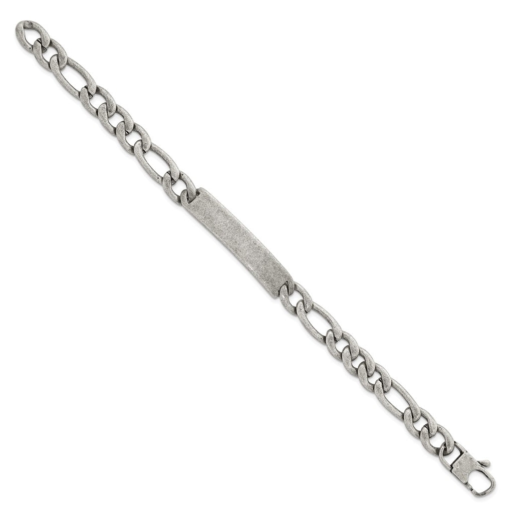 Stainless Steel Antiqued 9mm Franco Link ID 8.5in Bracelet – Elegant Jewelry Gift for Birthday, Anniversary, Engagement, Wedding