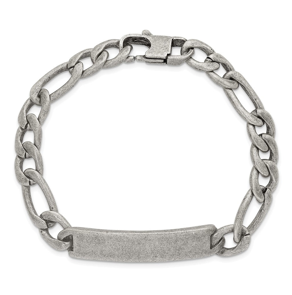 Stainless Steel Antiqued 9mm Franco Link ID 8.5in Bracelet – Elegant Jewelry Gift for Birthday, Anniversary, Engagement, Wedding