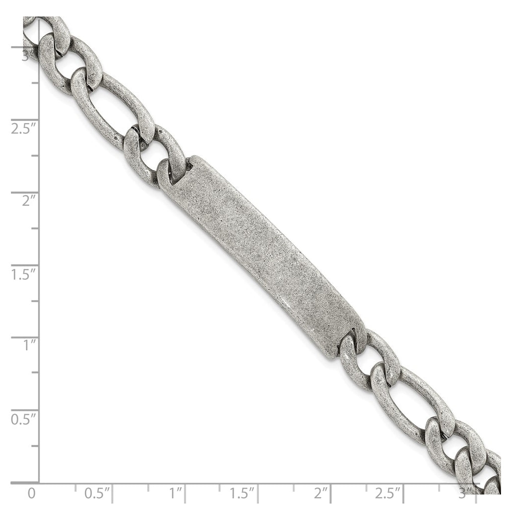Stainless Steel Antiqued 9mm Franco Link ID 8.5in Bracelet – Elegant Jewelry Gift for Birthday, Anniversary, Engagement, Wedding