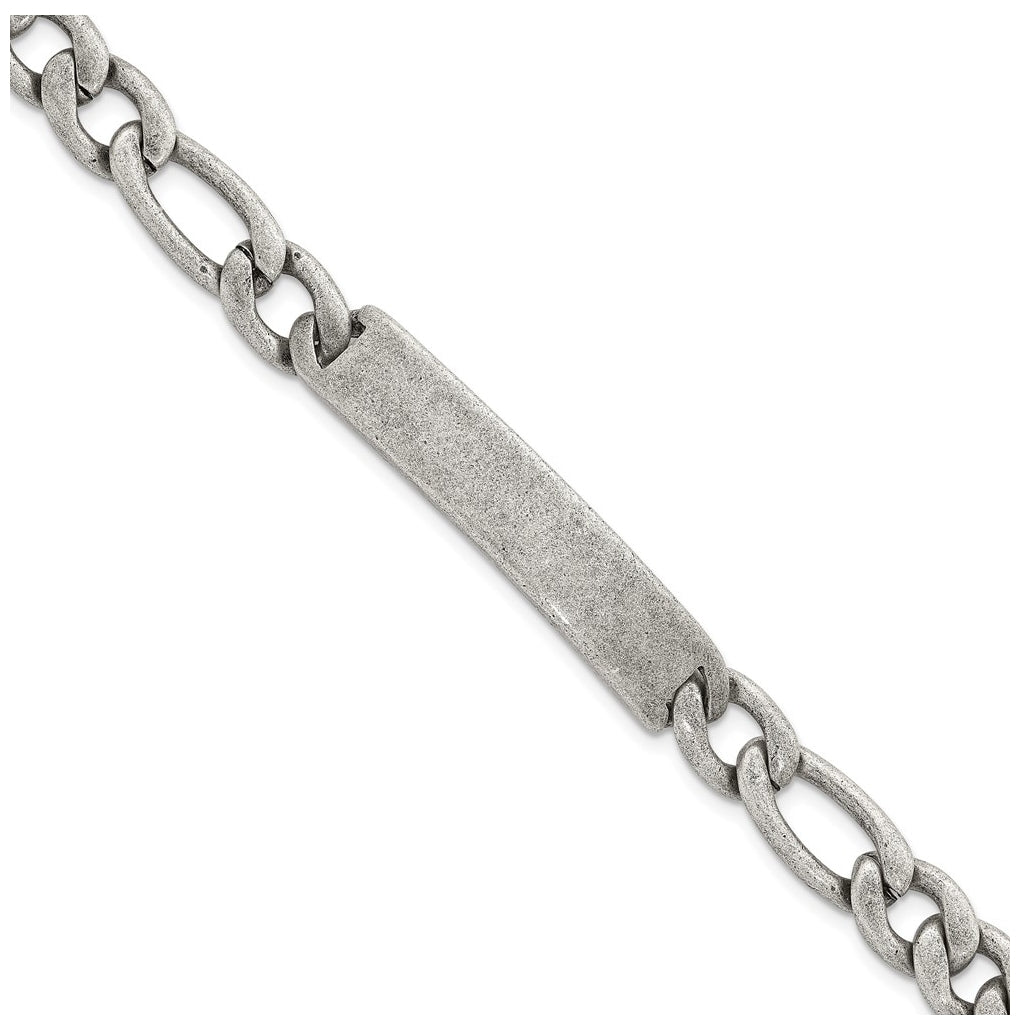 Stainless Steel Antiqued 9mm Franco Link ID 8.5in Bracelet – Elegant Jewelry Gift for Birthday, Anniversary, Engagement, Wedding