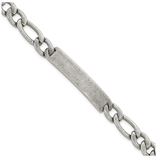 Stainless Steel Antiqued 9mm Franco Link ID 8.5in Bracelet – Elegant Jewelry Gift for Birthday, Anniversary, Engagement, Wedding