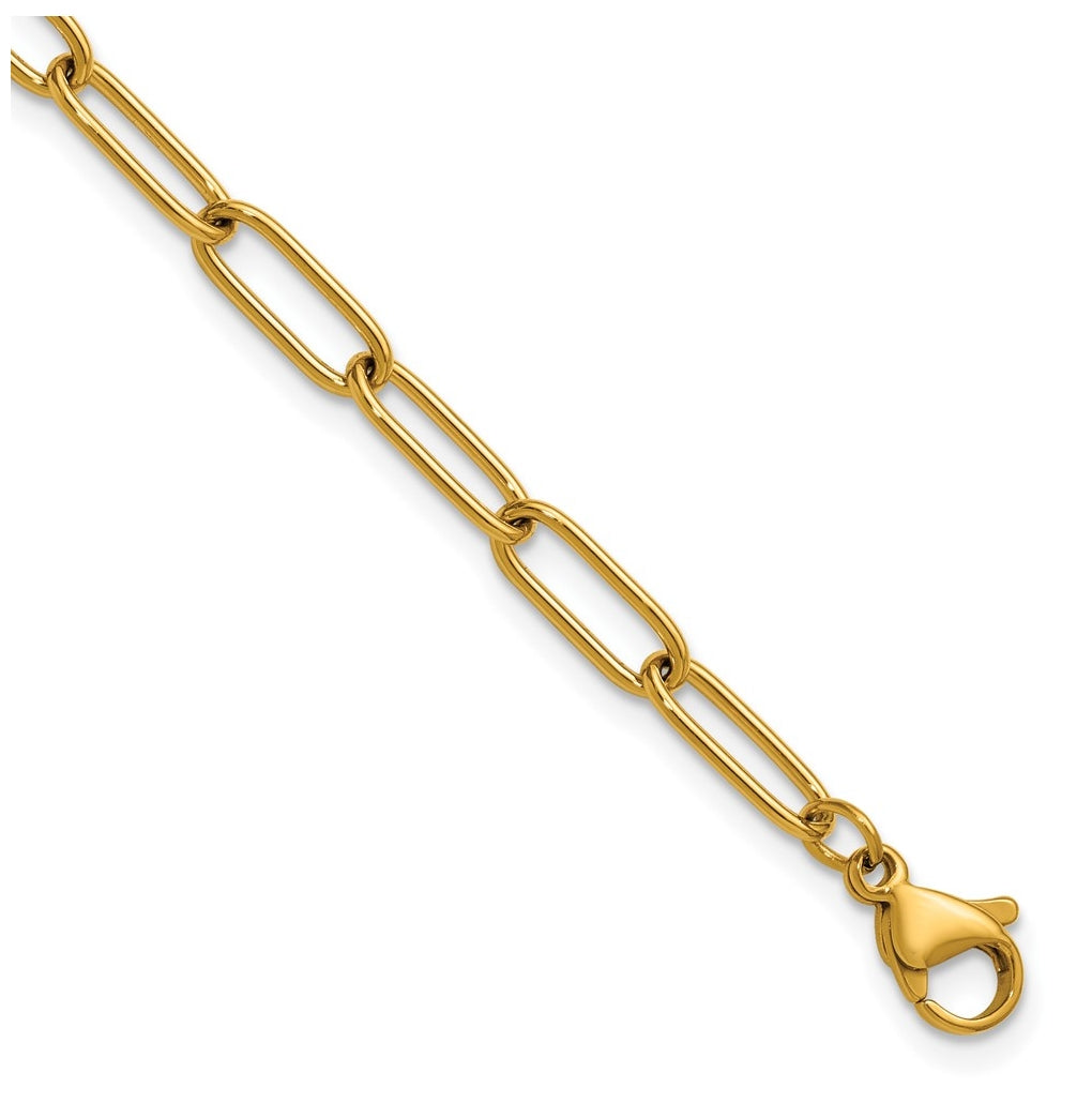 Stainless Steel Polished Yellow IP-plated Paperclip Link 7.5in Bracelet – Elegant Jewelry Gift for Birthday, Anniversary, Engagement, Wedding