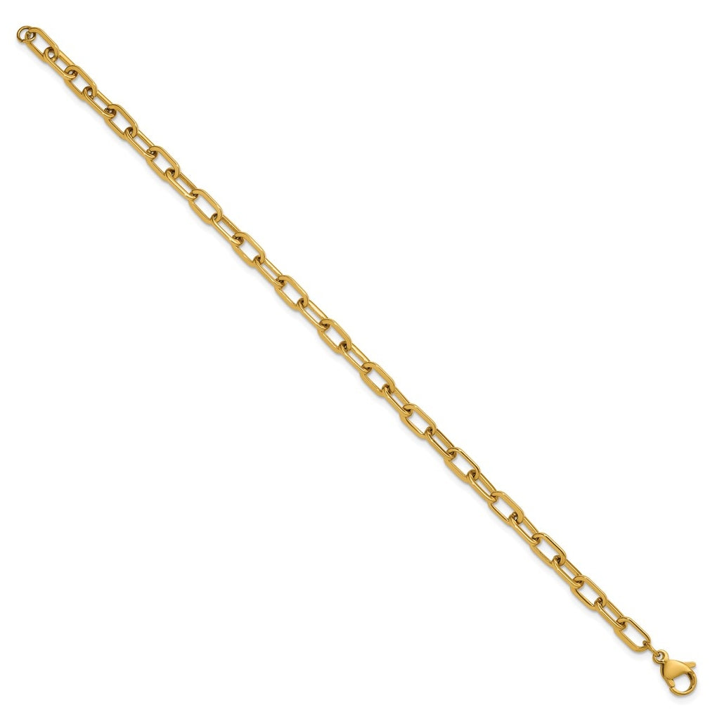 Stainless Steel Polished Yellow IP 4.25mm Paperclip Link 7.5in Bracelet – Elegant Jewelry Gift for Birthday, Anniversary, Engagement, Wedding