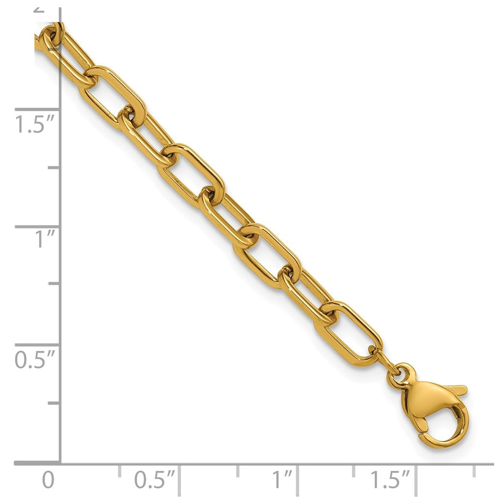 Stainless Steel Polished Yellow IP 4.25mm Paperclip Link 7.5in Bracelet – Elegant Jewelry Gift for Birthday, Anniversary, Engagement, Wedding