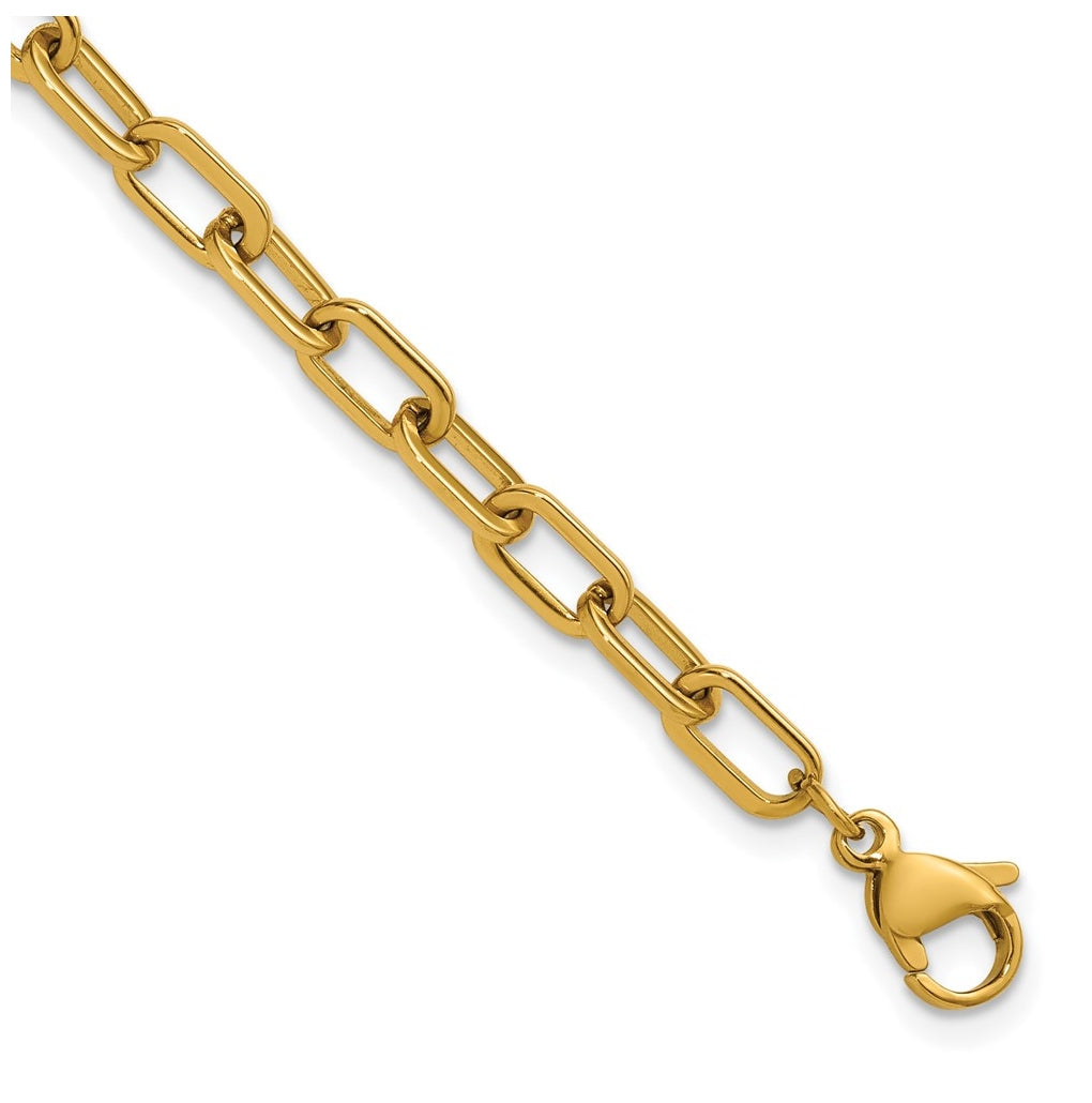 Stainless Steel Polished Yellow IP 4.25mm Paperclip Link 7.5in Bracelet – Elegant Jewelry Gift for Birthday, Anniversary, Engagement, Wedding