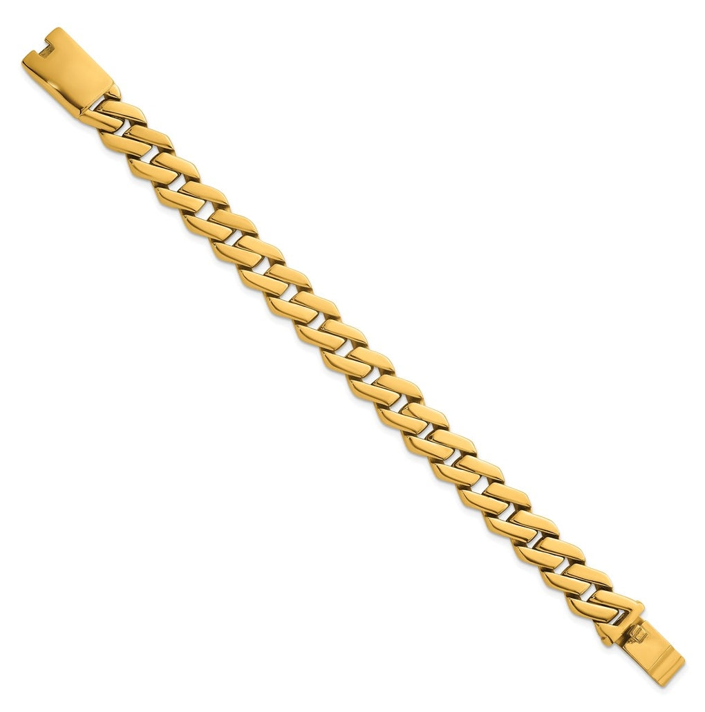 Stainless Steel Polished 13mm Yellow IP Fancy Link 8.5in Bracelet – Elegant Jewelry Gift for Birthday, Anniversary, Engagement, Wedding