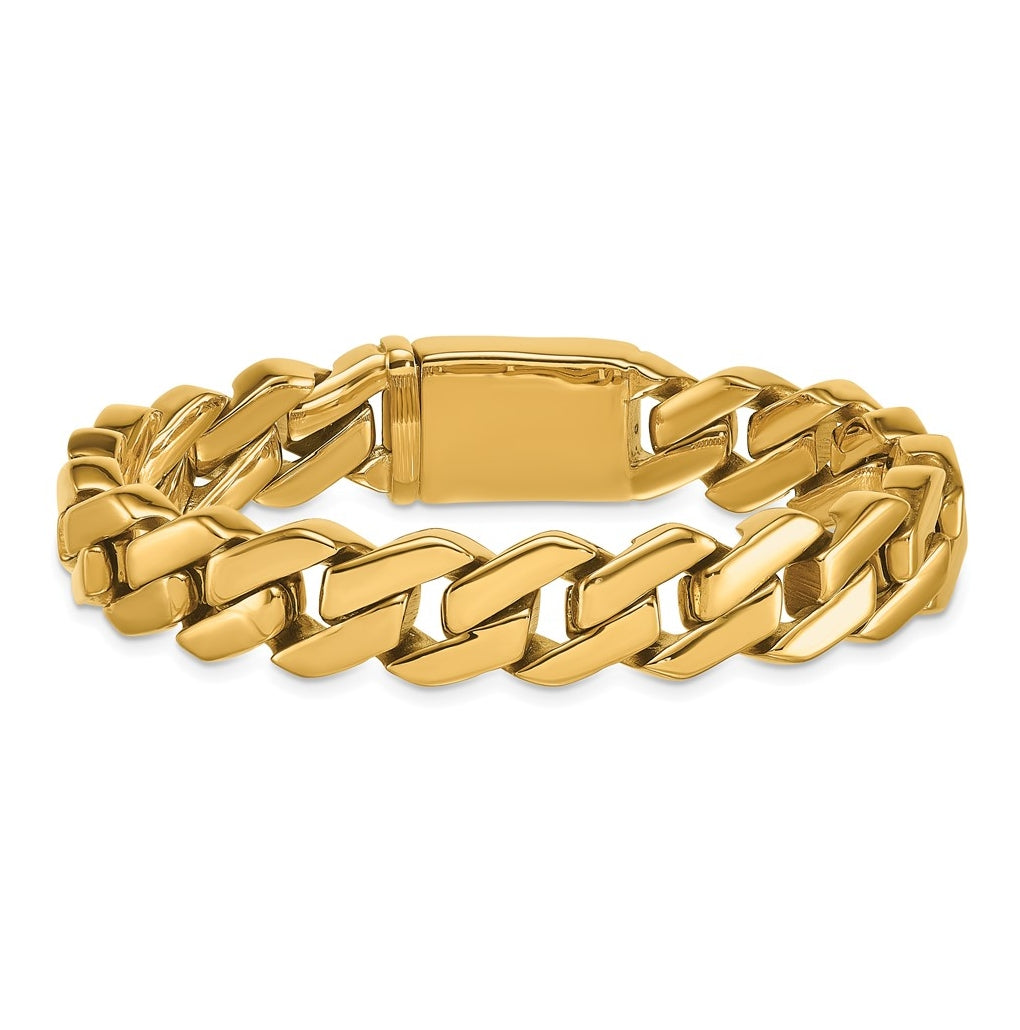 Stainless Steel Polished 13mm Yellow IP Fancy Link 8.5in Bracelet – Elegant Jewelry Gift for Birthday, Anniversary, Engagement, Wedding