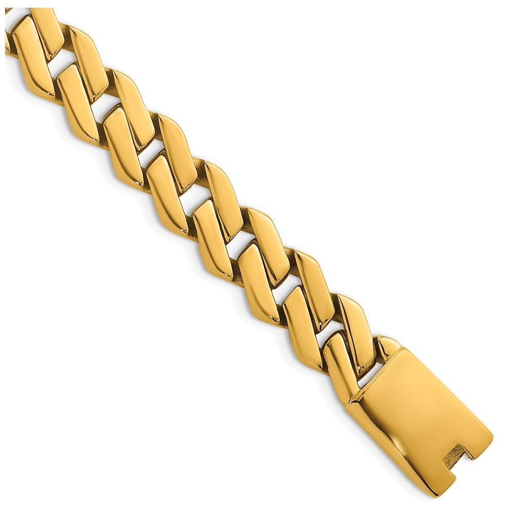 Stainless Steel Polished 13mm Yellow IP Fancy Link 8.5in Bracelet – Elegant Jewelry Gift for Birthday, Anniversary, Engagement, Wedding