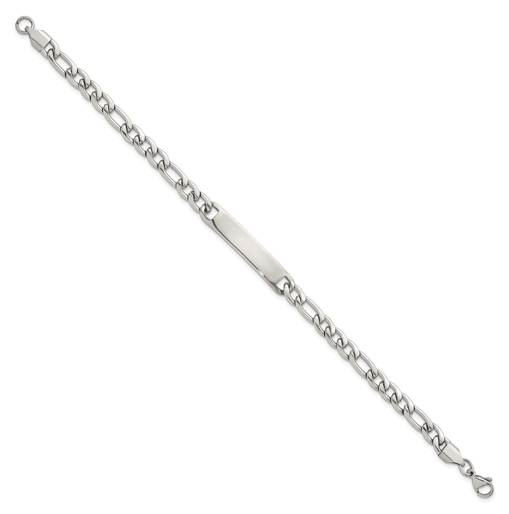 Stainless Steel Polished 8.5in ID Figaro Chain Bracelet – Elegant Jewelry Gift for Birthday, Anniversary, Engagement, Wedding
