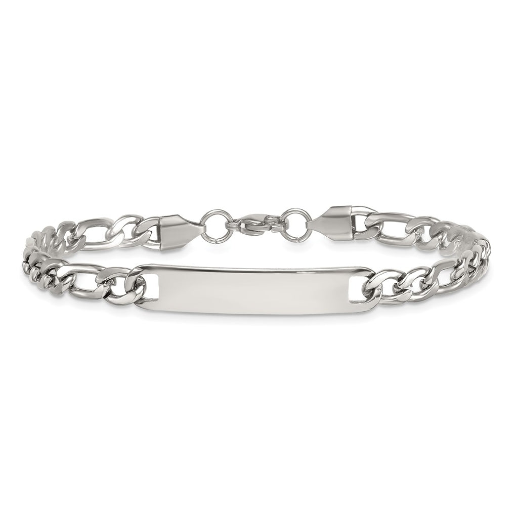 Stainless Steel Polished 8.5in ID Figaro Chain Bracelet – Elegant Jewelry Gift for Birthday, Anniversary, Engagement, Wedding