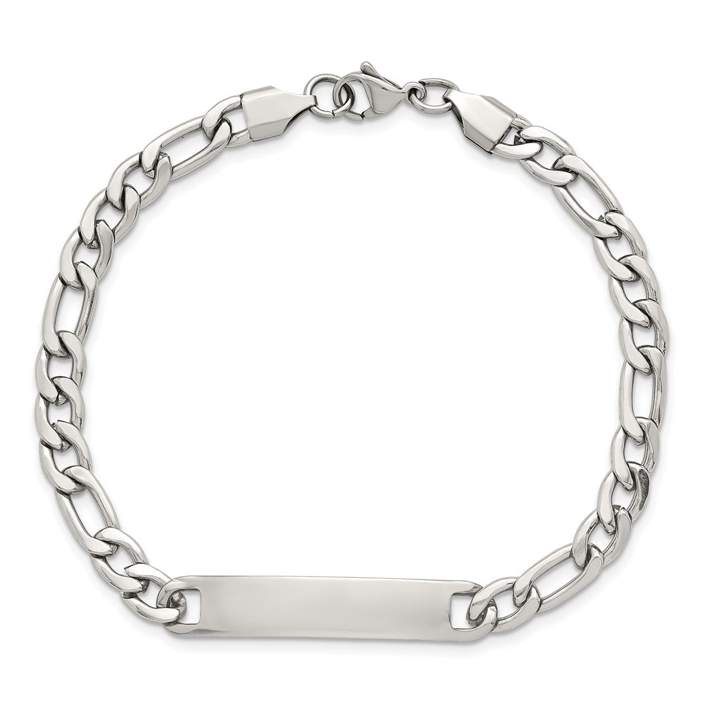 Stainless Steel Polished 8.5in ID Figaro Chain Bracelet – Elegant Jewelry Gift for Birthday, Anniversary, Engagement, Wedding