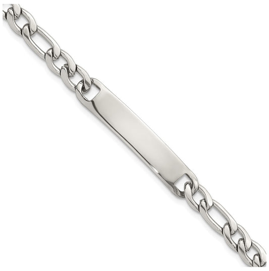 Stainless Steel Polished 8.5in ID Figaro Chain Bracelet – Elegant Jewelry Gift for Birthday, Anniversary, Engagement, Wedding