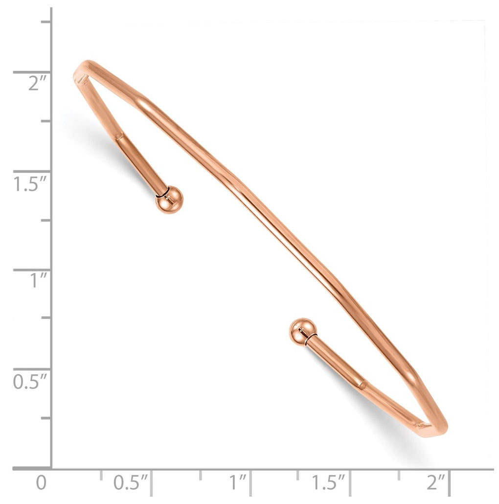 Stainless Steel Polished Rose IP-plated Geometric Cuff Bangle – Elegant Jewelry Gift for Birthday, Anniversary, Engagement, Wedding
