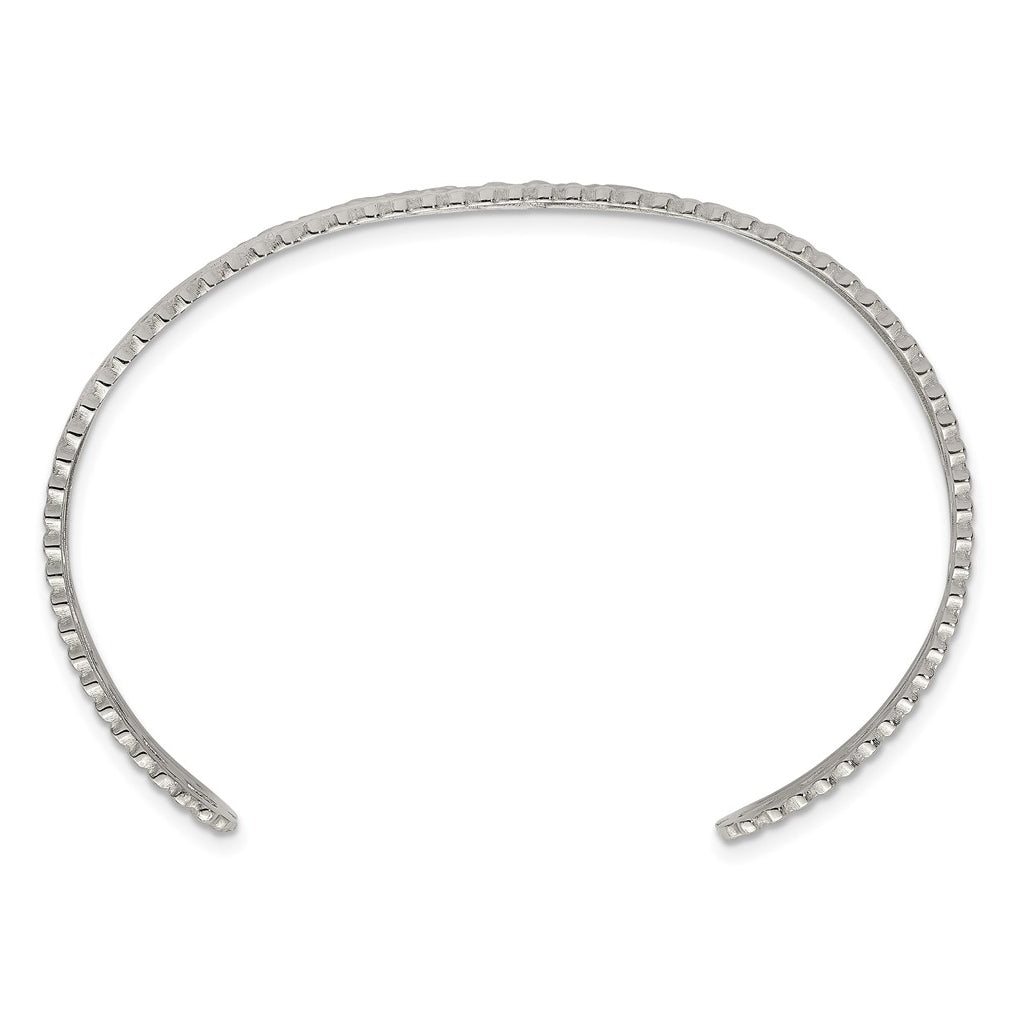 Stainless Steel Polished and Textured Cuff Bangle – Elegant Jewelry Gift for Birthday, Anniversary, Engagement, Wedding