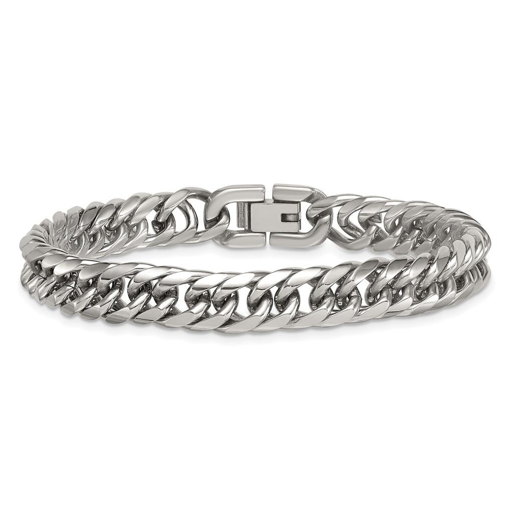 Stainless Steel Polished Rounded Edge Miami Cuban Link 8in Bracelet – Elegant Jewelry Gift for Birthday, Anniversary, Engagement, Wedding